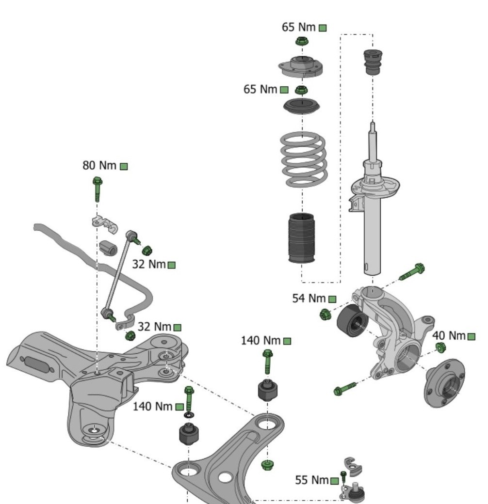 Two automotive mechanics in a workshop examining detailed Monroe technical drawings accessed by scanning a Monroe QR code on the product packaging.